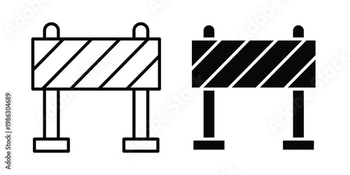 Roadblock icon symbol collection, Stroke and flat icons