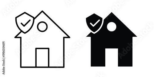 Safe home icon symbol collection, Stroke and flat icons