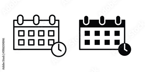 Schedule Callendar icon symbol collection, Stroke and flat icons