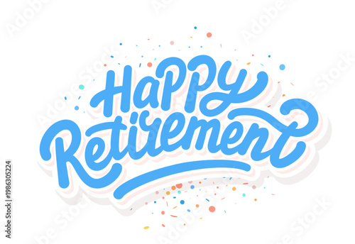 Happy Retirement Handwritten Typography Sticker Text