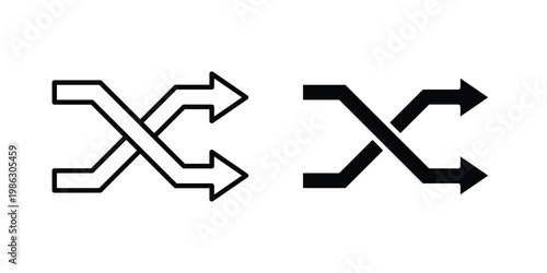 Shuffle arrow icon symbol collection, Stroke and flat icons