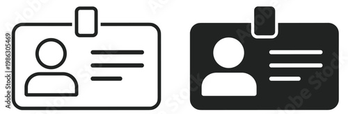 id card icon, user profile identification badge, business employee identity and access symbol minimal vector illustration on transparent background