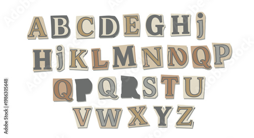 Alphabet letters in decorative font styles.