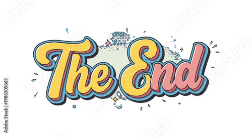 The end colorful text with confetti.