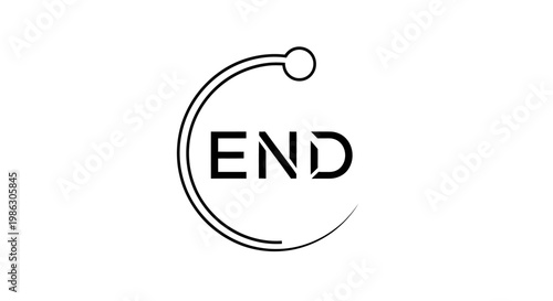 Minimalistic circular "END" text logo or icon, isolated white background.