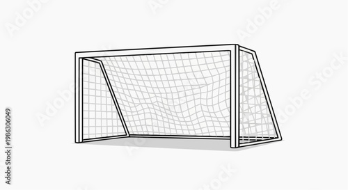 A minimalist vector illustration of a soccer goal with net on a white background