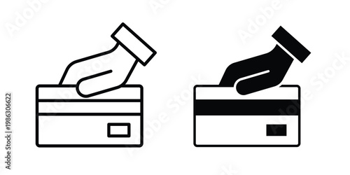 Swipe card icon symbol collection, Stroke and flat icons