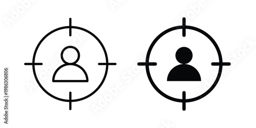 Target market icon symbol collection, Stroke and flat icons