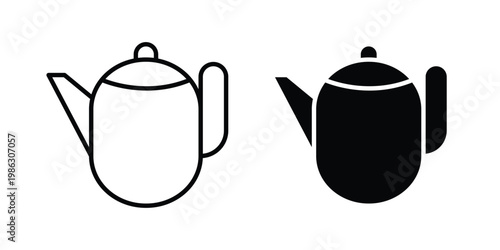 Teapot icon symbol collection, Stroke and flat icons