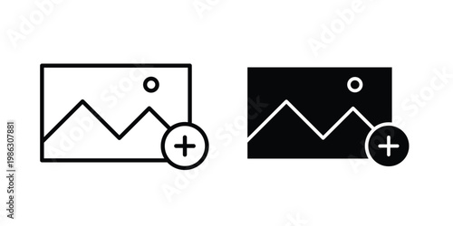 Upload photo icon symbol collection, Stroke and flat icons