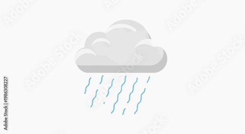 A minimalist vector graphic illustration of a rain cloud with raindrops
