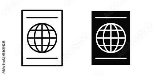 Visa icon symbol collection, Stroke and flat icons