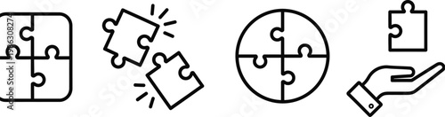 Puzzle pieces concepts of completion problem solving and connection