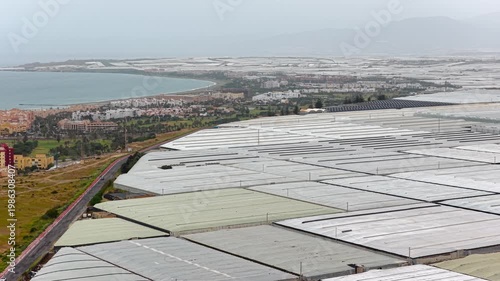 Greenhouses (Sea of Plastic) in Almeria / El Ejido (Spain). Aerial view of agriculture under plastic