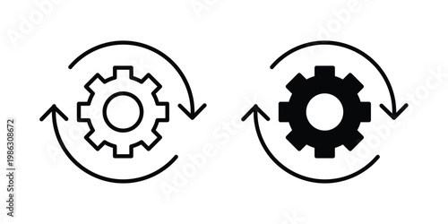 Workflow process icon symbol collection, Stroke and flat icons