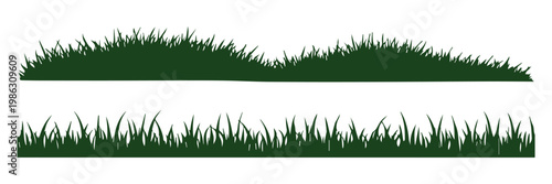 Cuadro en lienzo Set of Grass Silhouette Borders - Black Meadow Lawn Edges for Landscape Design