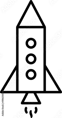 Rocket icon in a minimalist style on a white background
