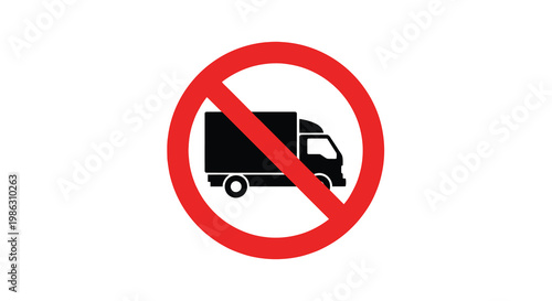 No trucks allowed a red prohibition sign with a black truck silhouette