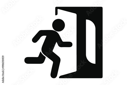 Emergency Exit Icon – Running Man Leaving Door Safety Sign Vector