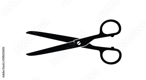 A simple black and white illustration of a pair of open scissors