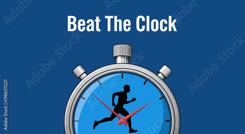 A Conceptual Visual Of Man Running Against Time To Illustrate Speed And Performance