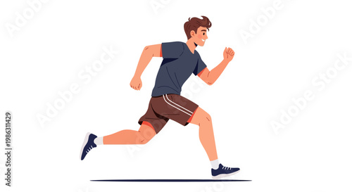 A Healthy Young Man Running with Joy and Energy in a Dynamic Illustration