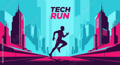 A Dynamic Display of Tech-Infused Running Through an Urbanized Metropolis Concept
