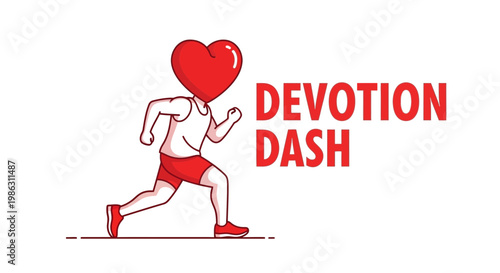A Heart-Shaped Figure Running Energetically With The Words Devotion Dash Nearby