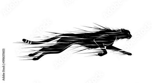 A Dynamic Silhouette Of A Cheetah In Motion Displaying Speed And Power in Art