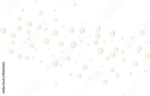 Dense cluster of transparent soap bubbles floating. Iridescent water spheres on checkered background