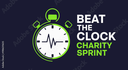 A Modern Graphic Illustrating a Beat The Clock Charity Sprint Competition to Win