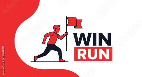 A Person Achieving The Goal Shown in An Artistic Illustration And Depicted As Winning