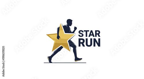 A Person Achieving Goals By Running With A Star Symbol Concept Logo Design