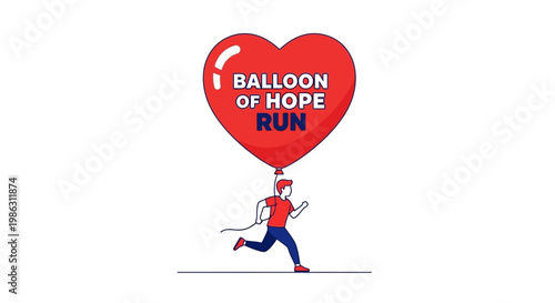 A Person Runs With a Heart-Shaped Balloon Representing Hope and Courage in Life