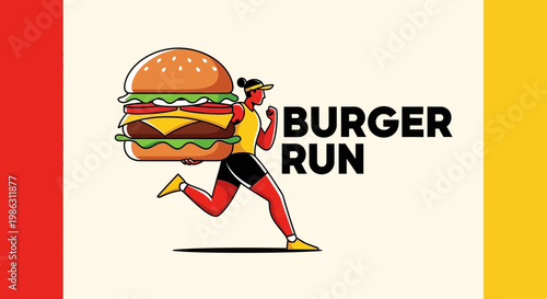 A Person Competes With A Giant Burger, Representing The Fun Concept Of Burger Run