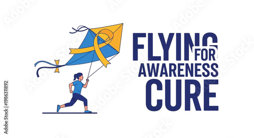 A Person Runs With A Kite Promoting Awareness And A Cause For The Cure Against The Disease