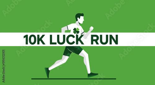 A Personified Illustration Showcasing a 10K Run with Shamrock for Saint Patrick's Day Celebration