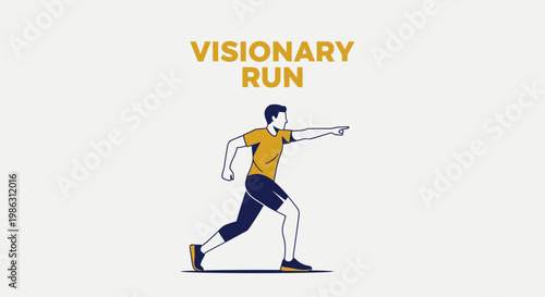A Person Running and Leading The Way Towards The Future with Visionary Run Concept