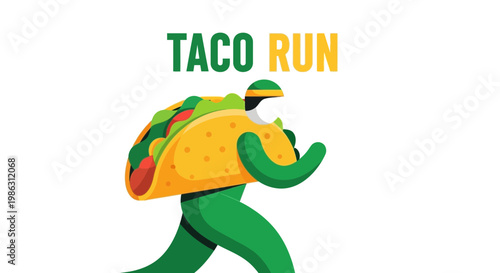 A Playful Illustration Depicting a Lively Animated Character and a Delicious Taco