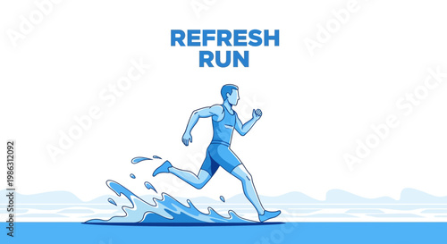 A Refreshing Run: A Dynamic Illustration of a Runner Splashing Through Water