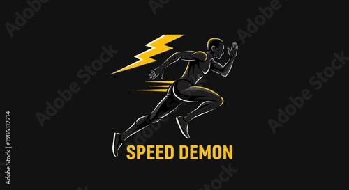 A Silhouette Personified Bursting With Speed and Energy Against a Dark Backdrop