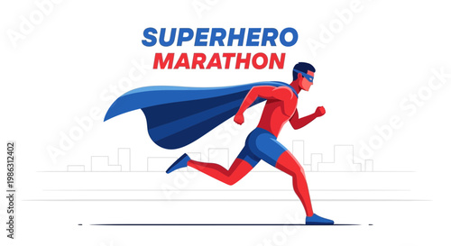 A Superhero Running Illustration Depicting A Marathon, Symbolizing Effort And Endurance