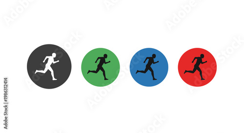 Abstract Athletes In Colorful Circles Representing Speed, Motion, and Athleticism Design Elements