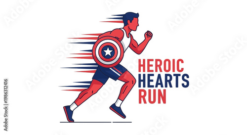 A Superhero's Energetic Run Depicted with Speed Lines and Patriotic Colors