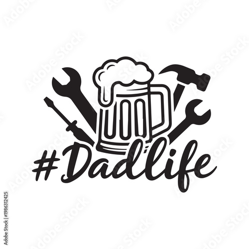 Dadlife Beer Mug and Tools Handyman Father Graphic Design