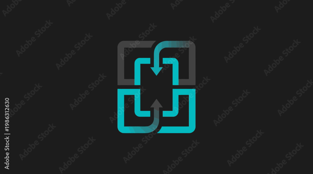 Fototapeta premium Abstract Geometric Design with Arrows Showing a Cycle or Conceptual Interconnection