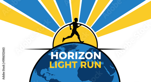 Abstract Concept of Endurance and Competition, Symbolizing Global Fitness with Sunlight