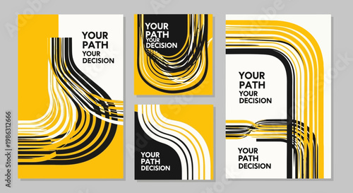 Abstract Geometric Design With Bold Yellow Black and White Patterns