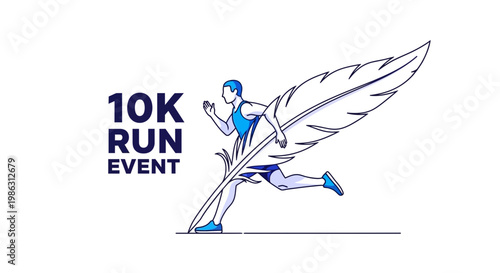 Abstract Concept of Running and Writing Combined as a 10K Event Illustration