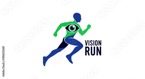 Abstract Concept of Running and Vision Merged into a Dynamic Illustrated Design